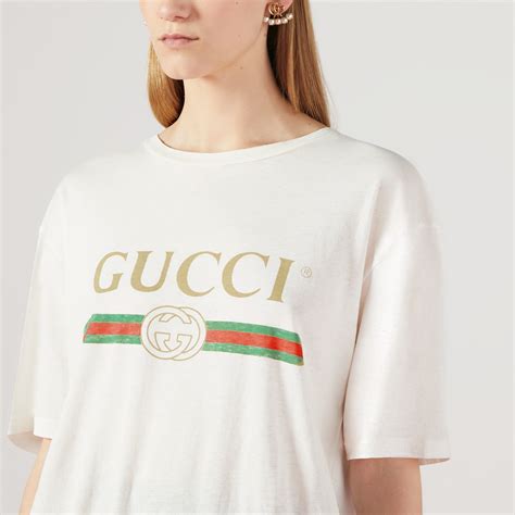 gucci white logo print t-shirt